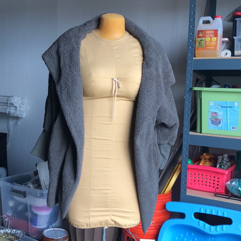 SweatyRocks grey teddy hooded cardigan/jacket L